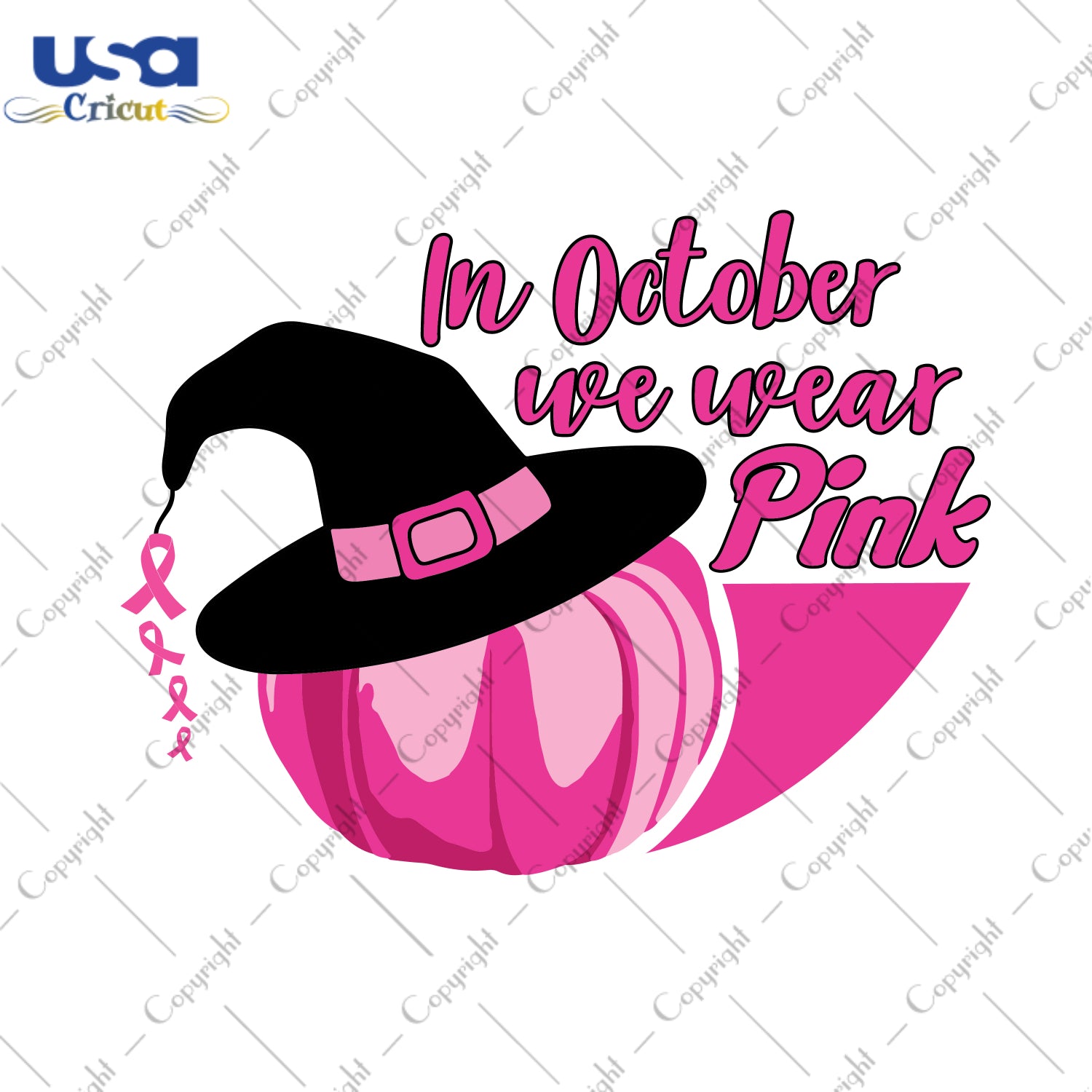 In October We Wear Pink Halloween Gifts, Shirt For Women Svg File Diy Crafts Svg Files For Cricut, Silhouette Sublimation Files - USA Cricut