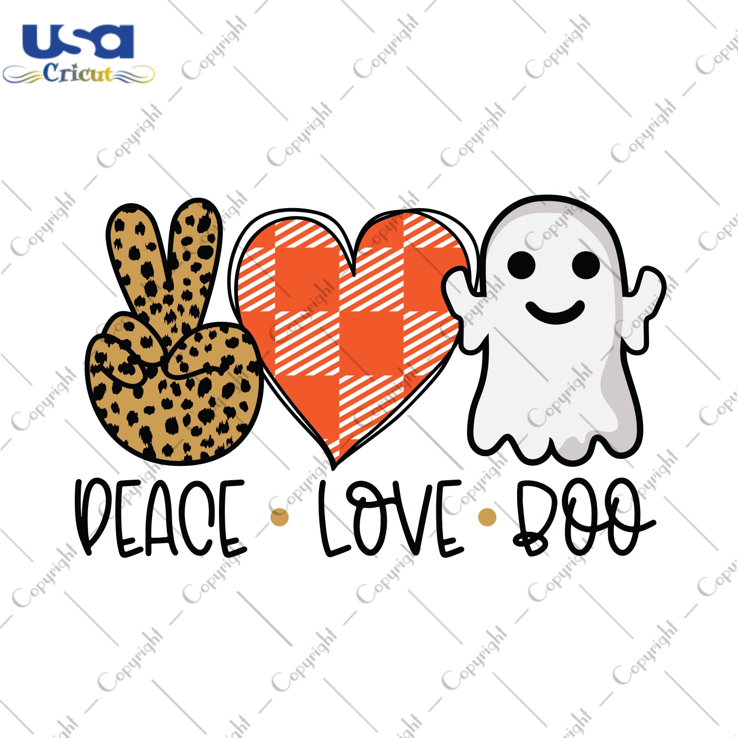 Peace Love Boo Halloween Gifts, Shirt For Halloween Svg File Diy Crafts Svg Files For Cricut, Silhouette Sublimation Files - USA Cricut