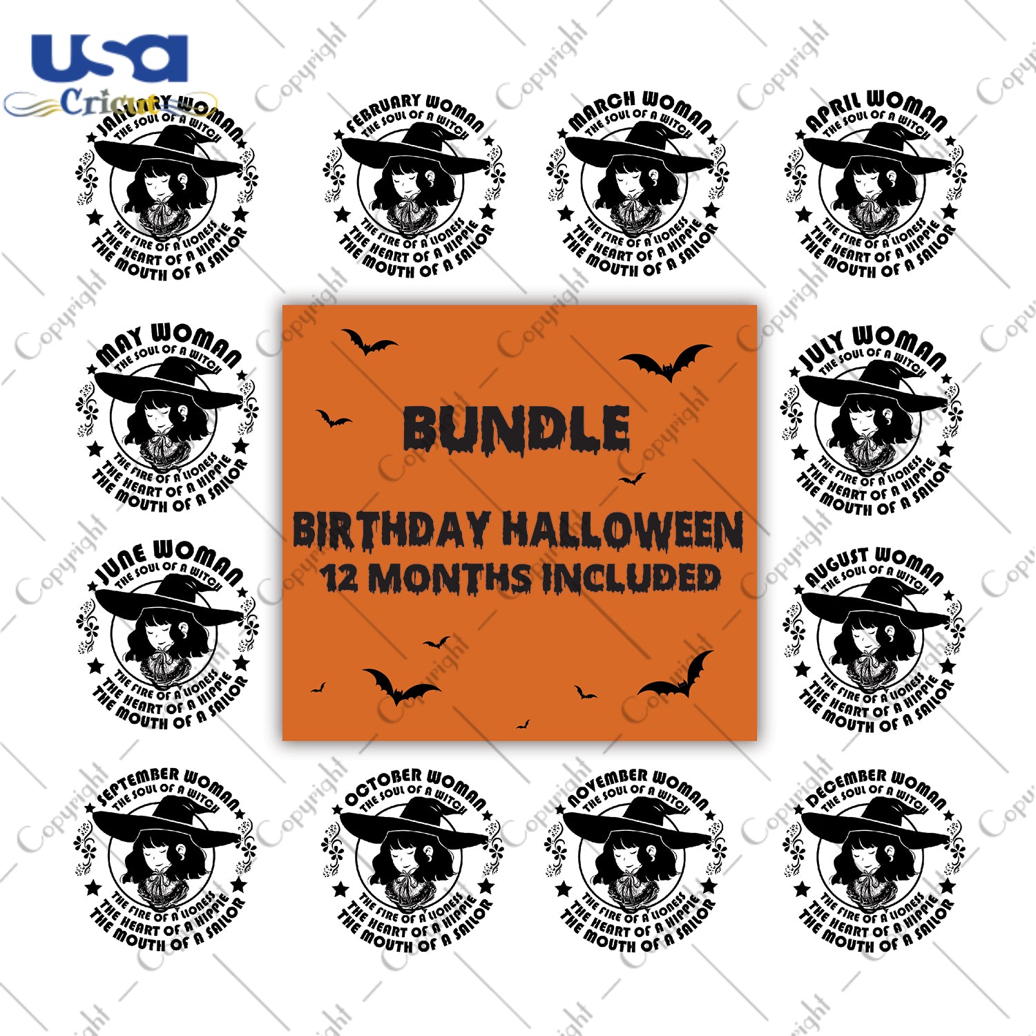 Bundle Birthday Halloween 12 Months Included Gifts, Shirt For Woman Svg File Diy Crafts Svg Files For Cricut, Silhouette Sublimation Files - USA Cricut