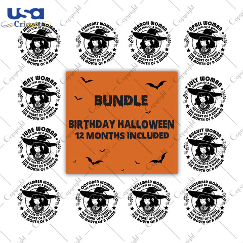 Bundle Birthday Halloween 12 Months Included Gifts, Shirt For Woman Svg File Diy Crafts Svg Files For Cricut, Silhouette Sublimation Files - USA Cricut