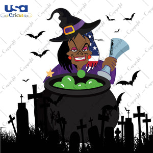 Witch Halloween USA Flag Gifts, Shirt For Halloween Svg File Diy Crafts Svg Files For Cricut, Silhouette Sublimation Files - USA Cricut