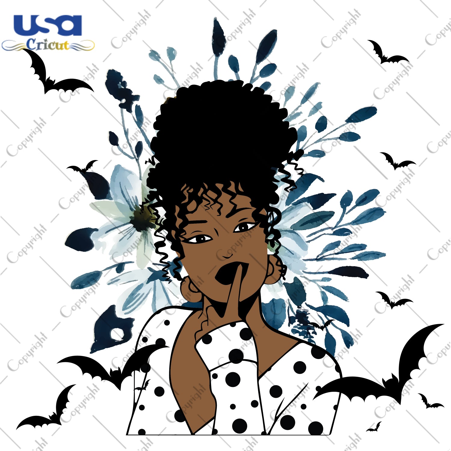 Black Girl Bat Halloween Gifts, Shirt For Halloween Svg File Diy Crafts Svg Files For Cricut, Silhouette Sublimation Files - USA Cricut