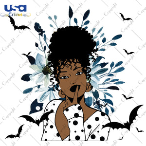 Black Girl Bat Halloween Gifts, Shirt For Halloween Svg File Diy Crafts Svg Files For Cricut, Silhouette Sublimation Files - USA Cricut