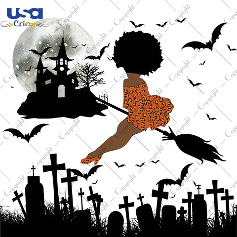 Witch Riding Broom Haunted House Halloween Gifts, Shirt For Halloween Svg File Diy Crafts Svg Files For Cricut, Silhouette Sublimation Files - USA Cricut