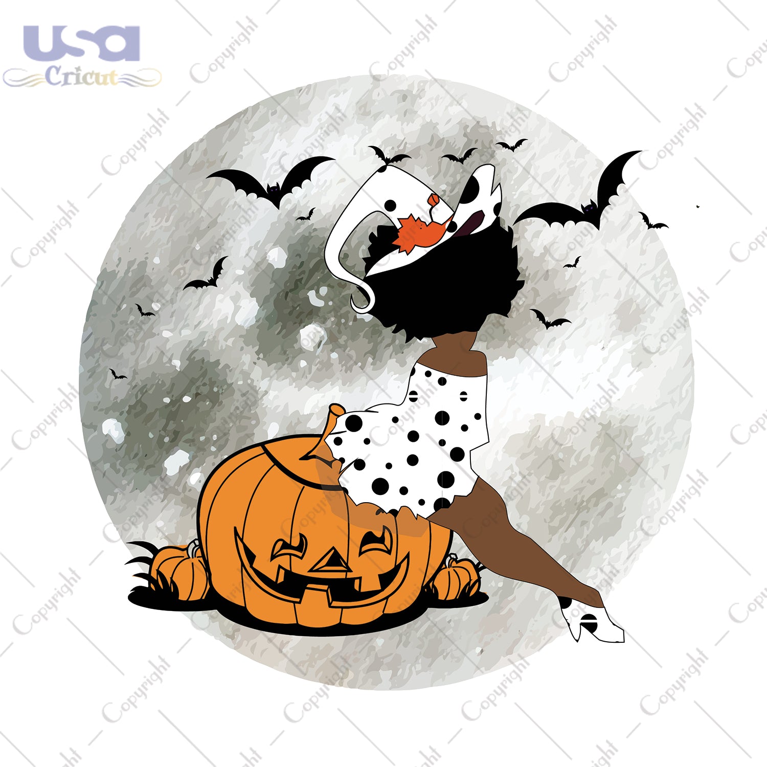 Black Girl Pumpkin Moon Halloween Gifts, Shirt For Halloween Svg File Diy Crafts Svg Files For Cricut, Silhouette Sublimation Files - USA Cricut