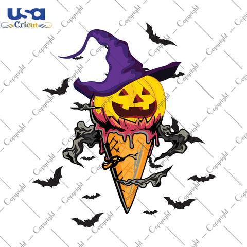 Pumpkin Ice Cream Halloween Gifts, Shirt For Halloween Svg File Diy Crafts Svg Files For Cricut, Silhouette Sublimation Files - USA Cricut