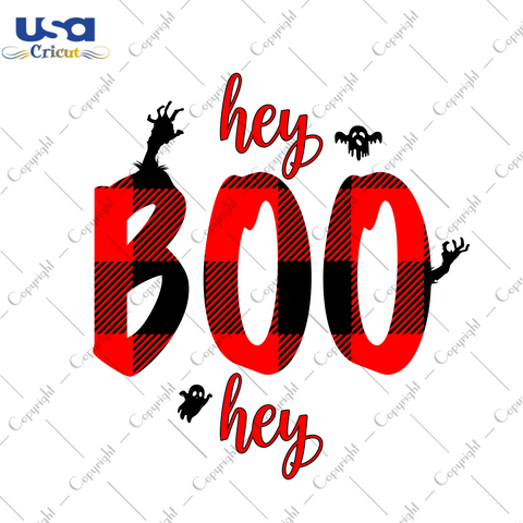 Halloween Decor, Hey Boo Hey Red Pattern Diy Crafts Svg Files For Cricut, Silhouette Sublimation Files - USA Cricut