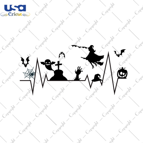 Halloween Heartbeat Diy Crafts Svg Files For Cricut, Silhouette Sublimation Files