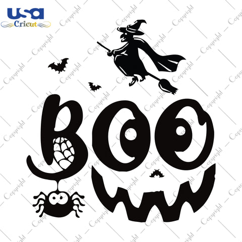 Boo Witch Riding Broom Halloween Gifts, Shirt For Halloween Svg File Diy Crafts Svg Files For Cricut, Silhouette Sublimation Files - USA Cricut