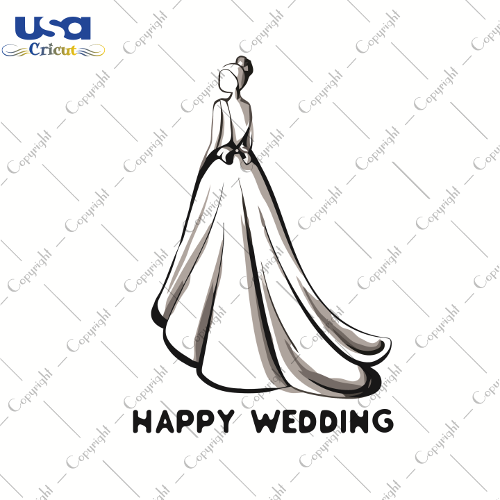 Happy Wedding, Trending Svg, Bride And Groom, Wedding Svg, Wedding Dresses, Diy Crafts SVG Files For Cricut, Silhouette Sublimation Files, Cameo Htv Prints, Shirt Design Ideas - USA Cricut