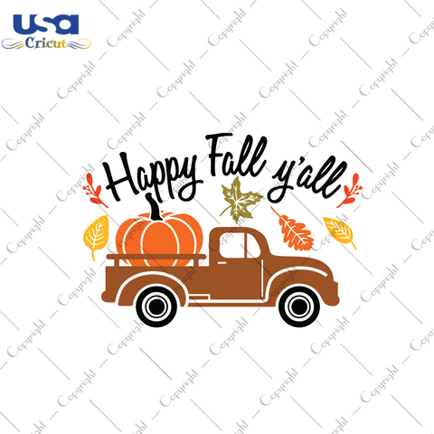 Happy fall y'all, Pumpkin svg, fall lover svg, autumn gift svg, fall gifts svg, Pumpkin vector clipart, Pumpkin lover, farm lover, farmer lover, Pumpkin field svg, Pumpkin truck svg - USA Cri