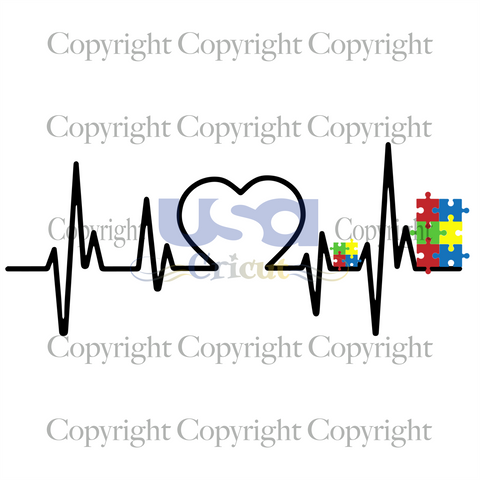 Heartbeat Svg, Autism Awareness, Autism Svg, Printable Cricut & Silhouette Sublimation files Instant Download - USA Cricut