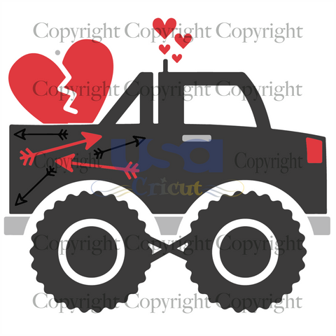 Heartbreaker Truck Svg, Valentine Svg, Monster Truck, Boys Valentines, Diy Crafts SVG Files For Cricut, Silhouette Sublimation Files, Cameo Htv Prints, Shirt Design Ideas - USA Cricut