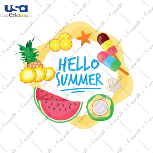 Hello Summer Watermelon Svg, Trending Svg, Summer Tropical, Watermelon Summer, SVG files for cricut Instant Download Version - USA Cricut