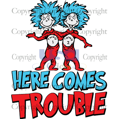 Here Comes Trouble, Dr. Seuss Svg, Reading Festival, Printable Cricut & Silhouette Sublimation files Instant Download - USA Cricut