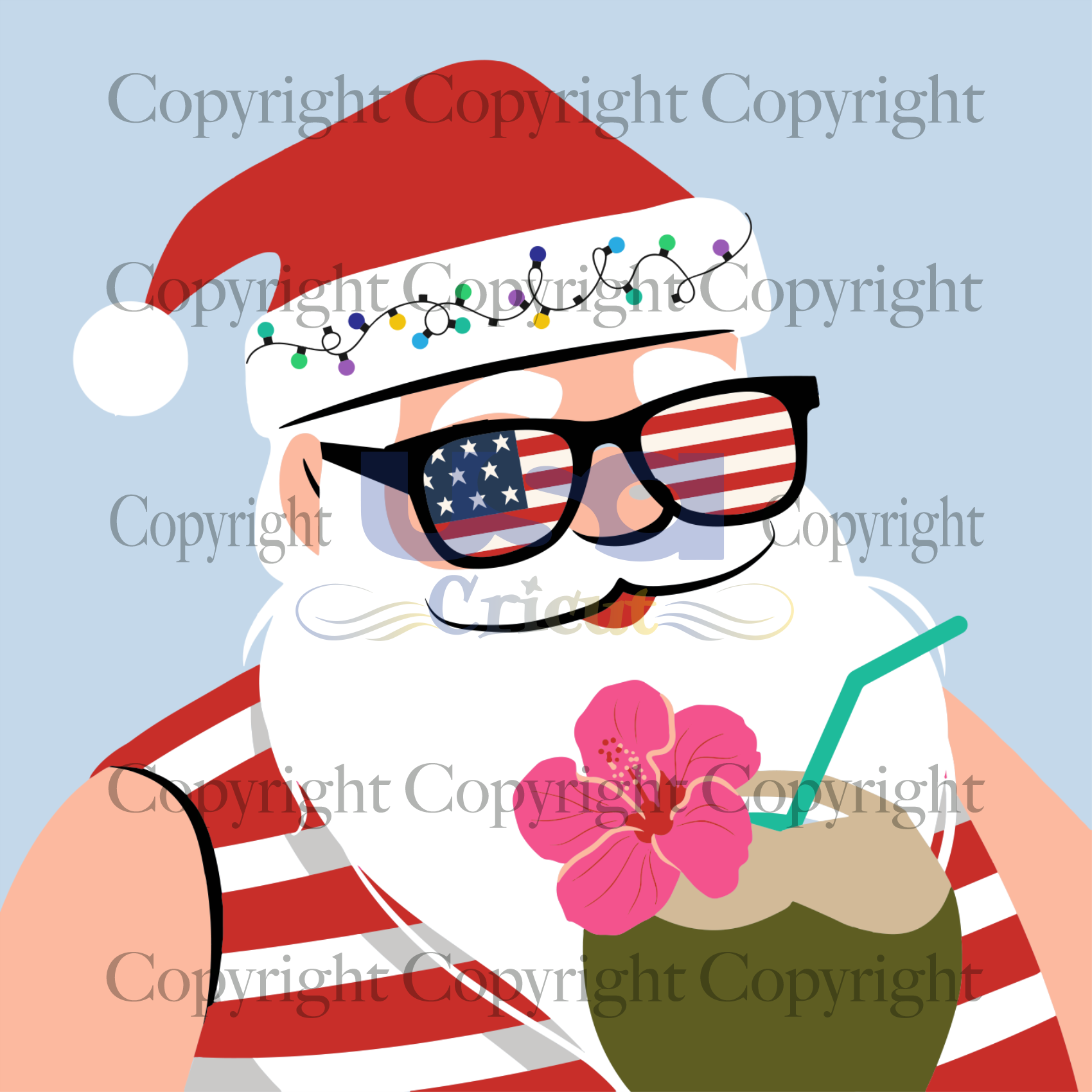 Holiday's Santa, Christmas Svg, Christmas Holiday, Santa Claus, Funny Santa, Merry Christmas, America Sunglass, Santa Coconut Svg, Coconut Lovers, Santa Lovers, Santa Gifts, Christmas Gifts, 