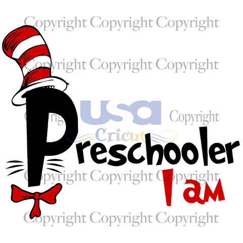 I Am Presschooler, Dr. Seuss Svg, Reading Festival, Printable Cricut & Silhouette Sublimation files Instant Download - USA Cricut