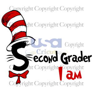 I Am Second Grader, Dr. Seuss Svg, Reading Festival, Dr. Seuss Fabric, Printable Cricut & Silhouette Sublimation files Instant Download - USA Cricut