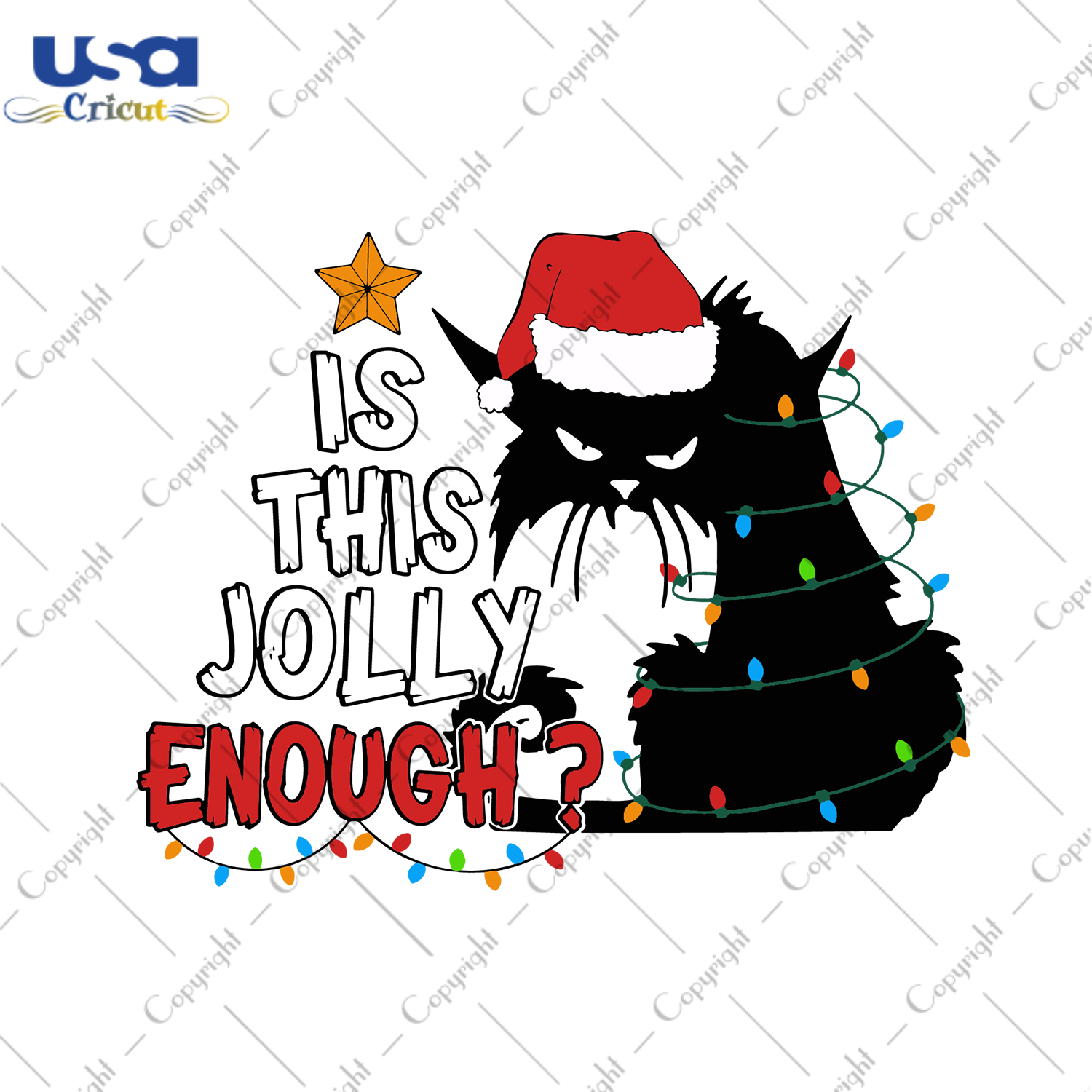 Is This Jolly Enough Christmas Cat Svg, Christmas Svg, Xmas Svg, Merry Christmas, Christmas Gift, Christmas Cat, Black Cat, Cat Svg, Jolly Svg, Christmas Jolly Svg, Angry Cat, Christmas Black