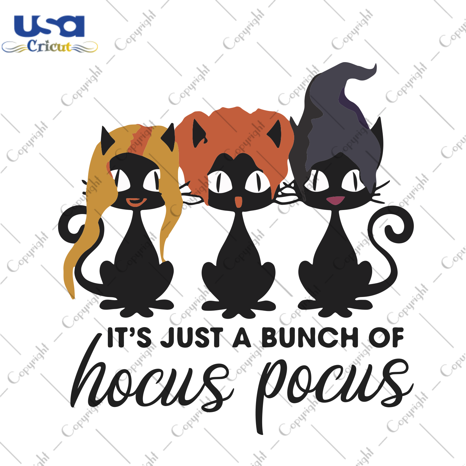 Its Just A Bunch Of Hocus Pocus, Halloween Svg, Black Cat Bundle Svg, Black Cat Gift, Witch Black Cat Svg, Black Cat Lover, Cat, Witch Svg, Halloween Shirt, Scary Halloween, Halloween Party, 