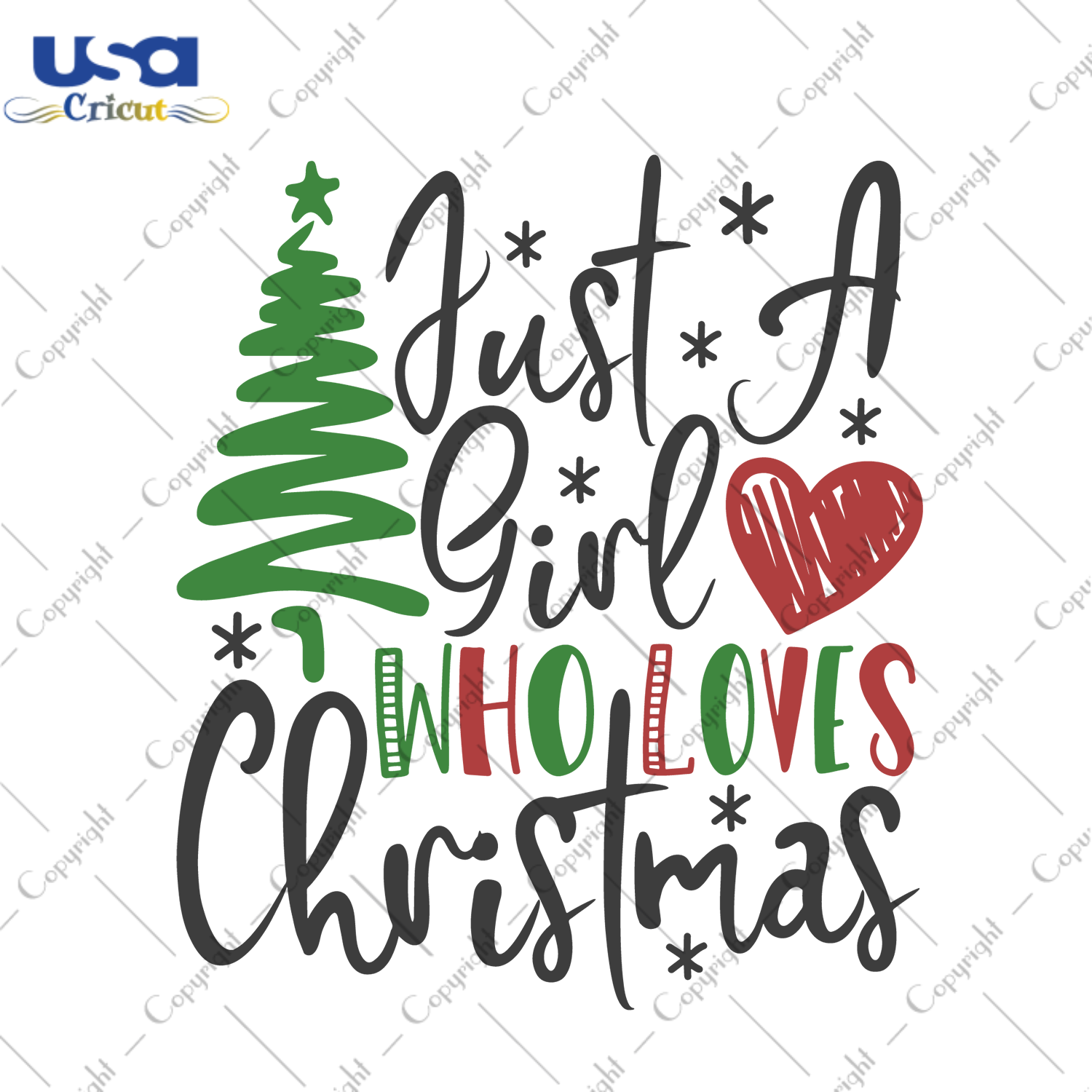 Just A Girl Who Loves Christmas Svg, Christmas Svg, Xmas Svg, Merry Christmas, Christmas Gift, Christmas Tree, Love Christmas, Gift For Girls, Christmas Quotes, Christmas Saying - USA Cricut