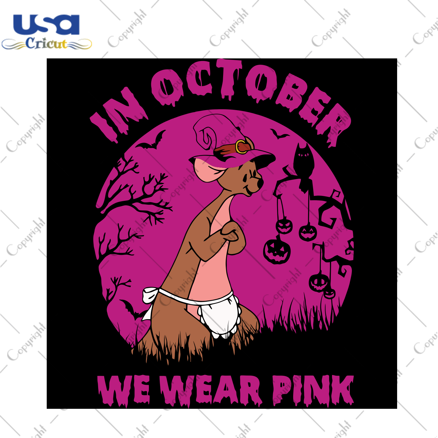 Kangaroo Mom In October We Wear Pink, Halloween Svg, Happy Halloween, Halloween Gift, Halloween Shirt, Halloween Icon, Halloween Vector, Nightmare Svg, Kangaroo Svg, Kangaroo Mom, Disney Svg 