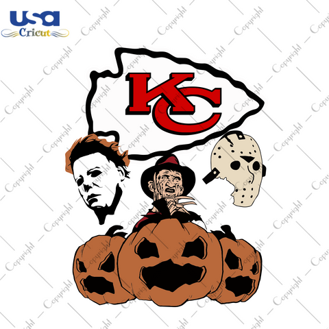 Kansas City Chiefs NFL Halloween, Halloween Svg, Happy Halloween, Halloween Gift, Halloween Shirt, Halloween Icon, Halloween Vector, Pumpkin Svg, Creepy Pumpkin, Cute Pumpkin, Pumpkin Gift, K