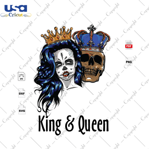 King & Queen, Halloween Svg, Happy Halloween, Halloween Gift, Halloween Shirt, Halloween Day, King Svg, Queen Svg, King & Queen, Creepy Svg, Creepy Queen, Skull Svg, Creepy King, Crown Svg - 