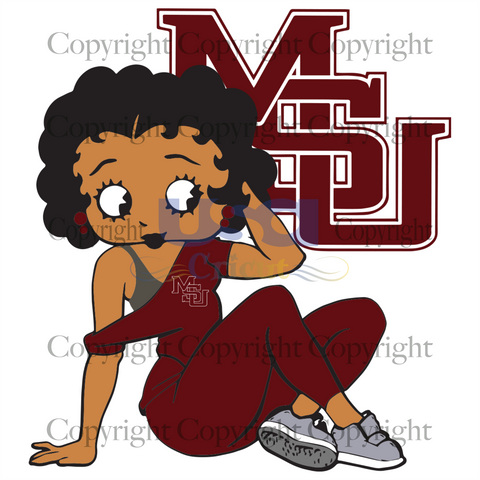 MSU Betty Boop, Sport Svg, Football Svg, Betty Boop Svg, Printable Cricut & Silhouette Sublimation files Instant Download - USA Cricut