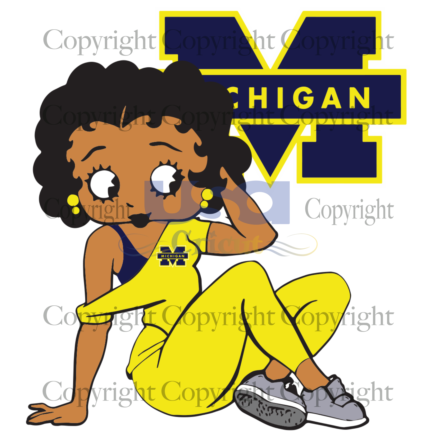 Michigan Betty Boop, Sport Svg, Football Svg, Betty Boop Svg, Printable Cricut & Silhouette Sublimation files Instant Download - USA Cricut