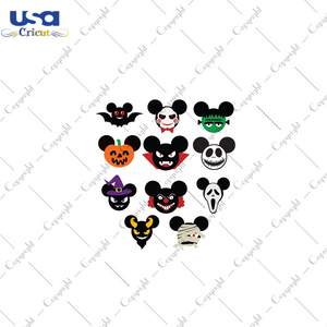 Mickey Halloween icons, Halloween Svg, Gift For Halloween, Disney Halloween, Disney Svg, Mickey Svg, Mickey Dracula, Nightmare Mickey, Mummy Mickey, Pumpkin Mickey, Svg Cricut - USA Cricut