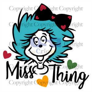 Miss Thing, Dr. Seuss Svg, Reading Festival, Dr. Seuss Fabric, Cricut & Silhouette Sublimation Instant Download File - USA Cricut