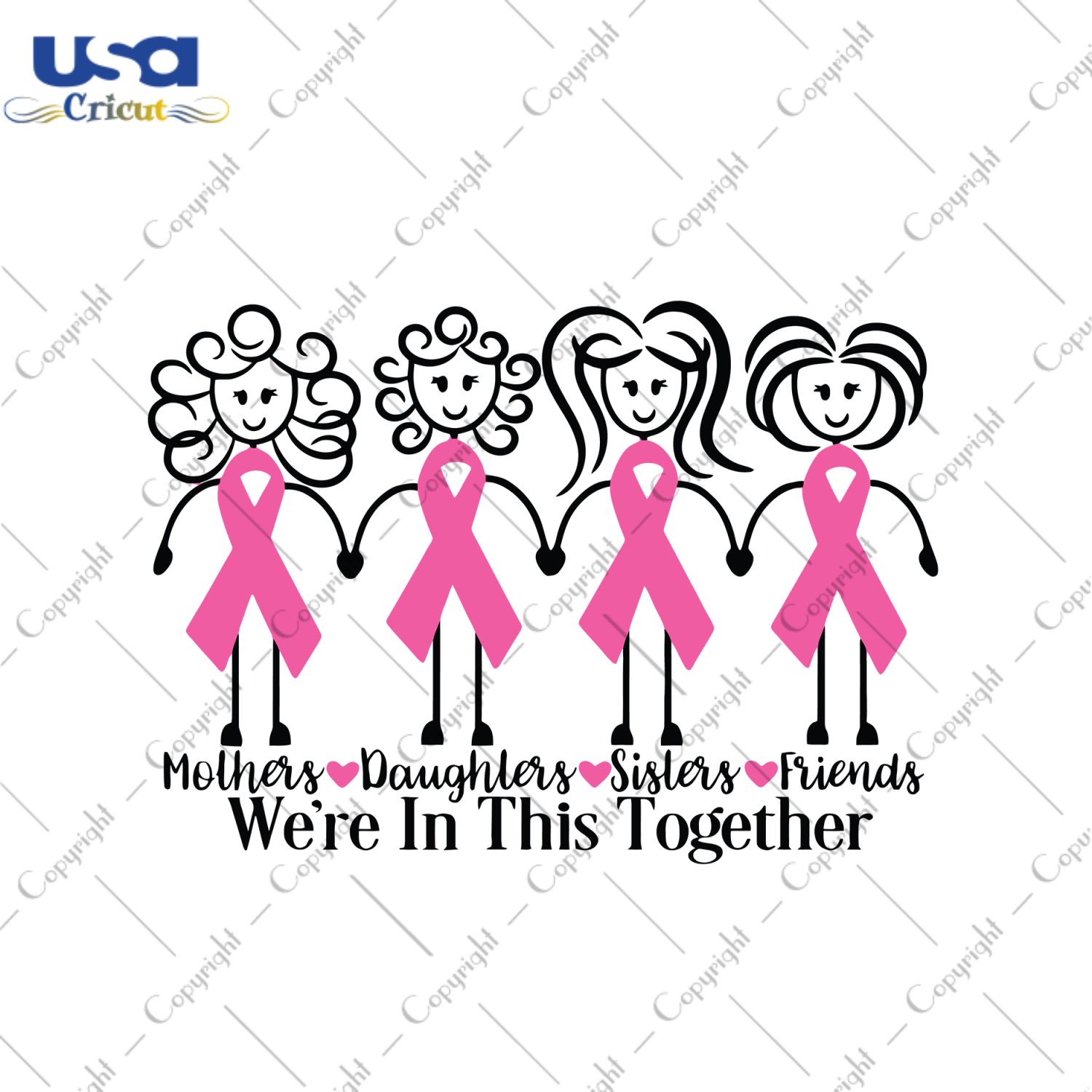 Mothers Daughter Sisters Friends Were In This Together Breast Cancer Gift Diy Crafts Svg Files For Cricut, Silhouette Sublimation Files