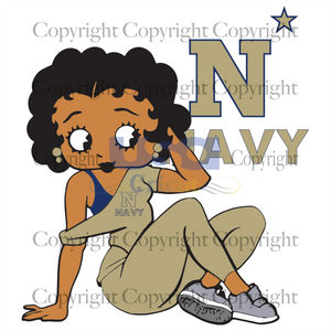 N Navy Betty Boop, Sport Svg, Football Svg, Betty Boop Svg, Printable Cricut & Silhouette Sublimation files Instant Download - USA Cricut