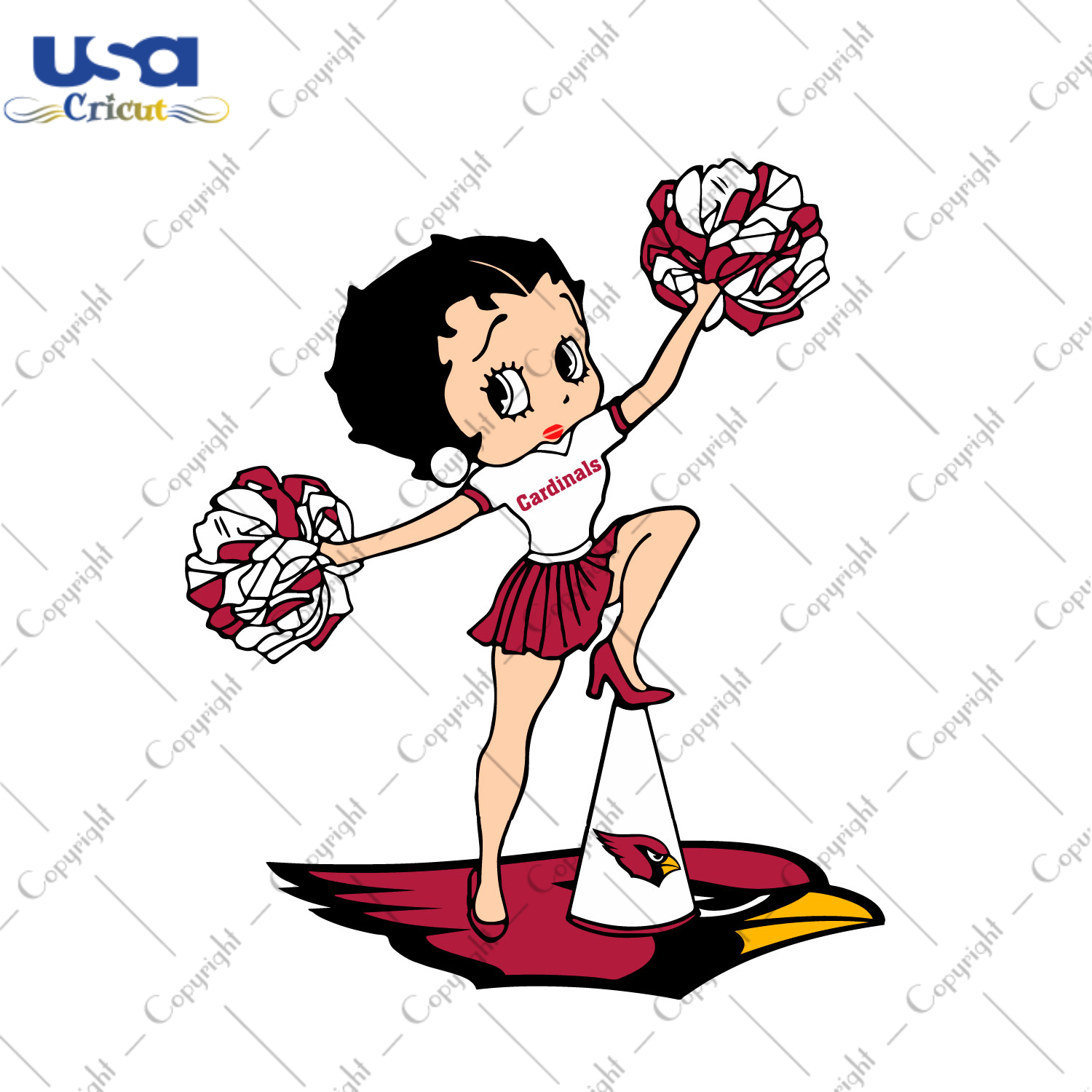 NFL Cardinals Cheerleading Betty Diy Crafts Svg Files For Cricut, Silhouette Sublimation Files - USA Cricut