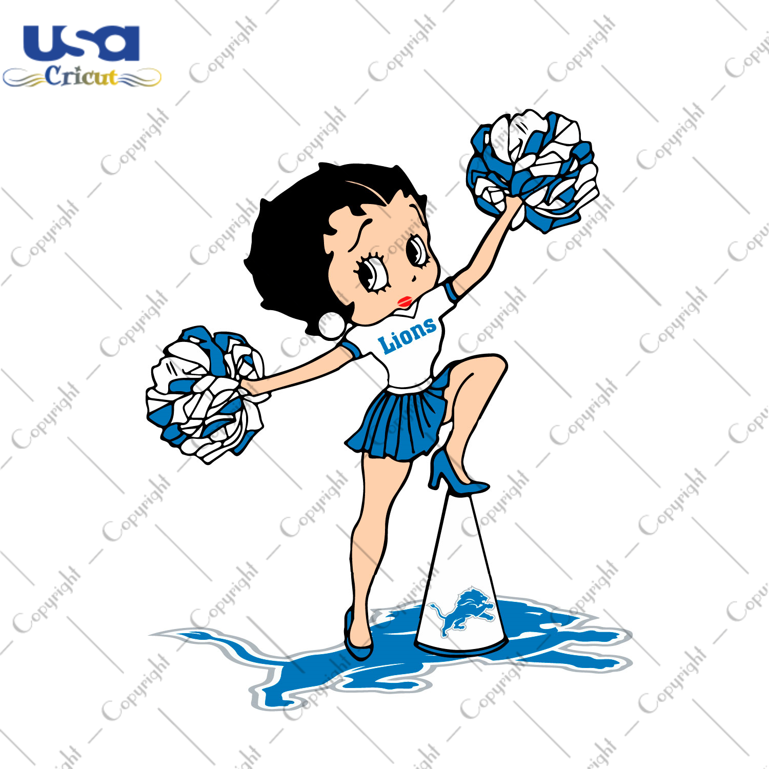 NFL Lions Cheerleading Betty Diy Crafts Svg Files For Cricut, Silhouette Sublimation Files - USA Cricut