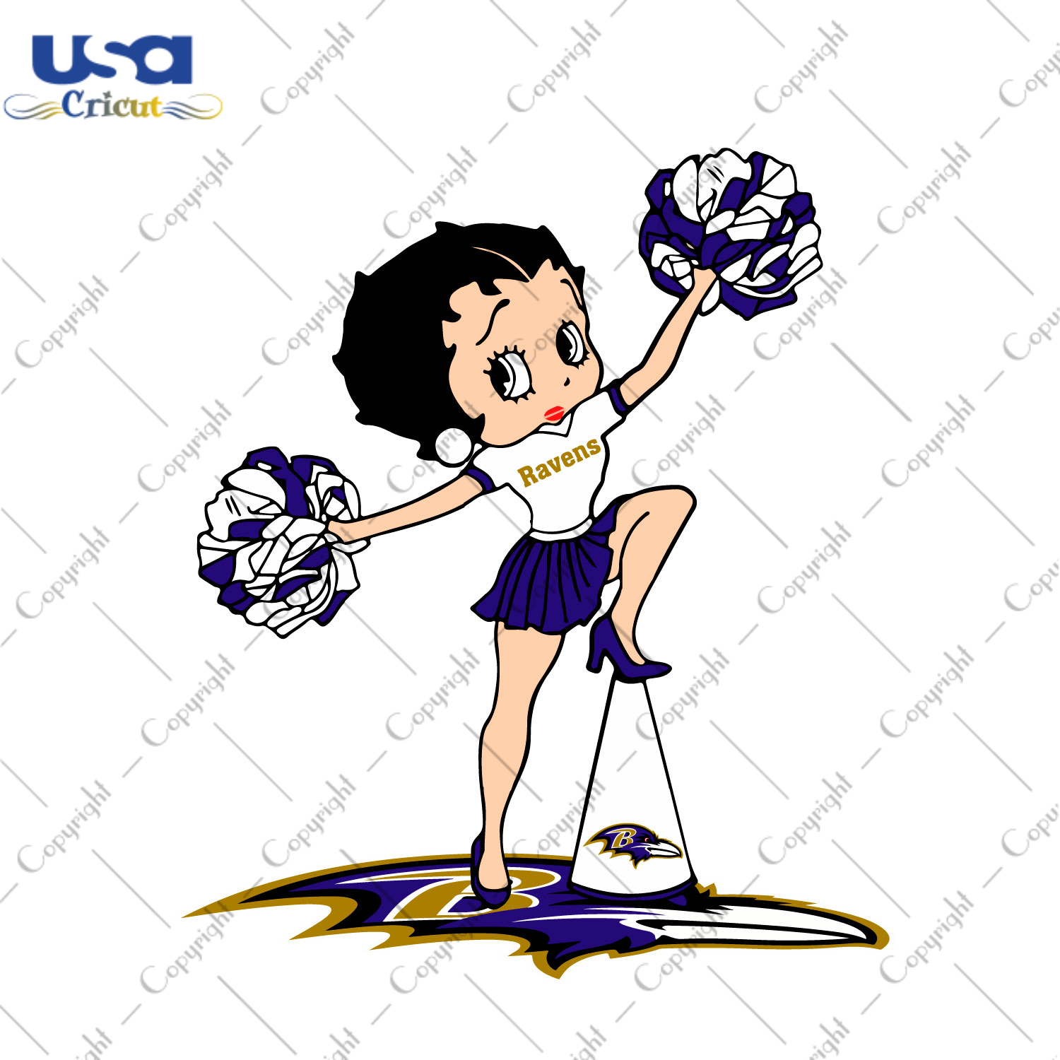 NFL Ravens Cheerleading Betty Diy Crafts Svg Files For Cricut, Silhouette Sublimation Files - USA Cricut