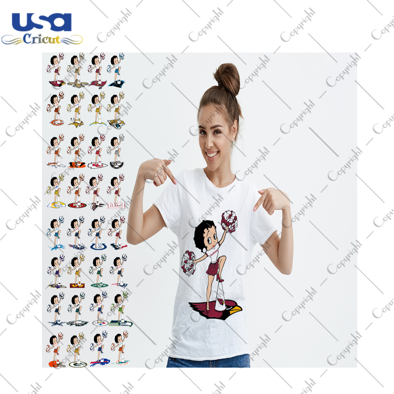 32 NFL Cheerleading Betty Bundle Diy Crafts Svg Files For Cricut, Silhouette Sublimation Files - USA Cricut