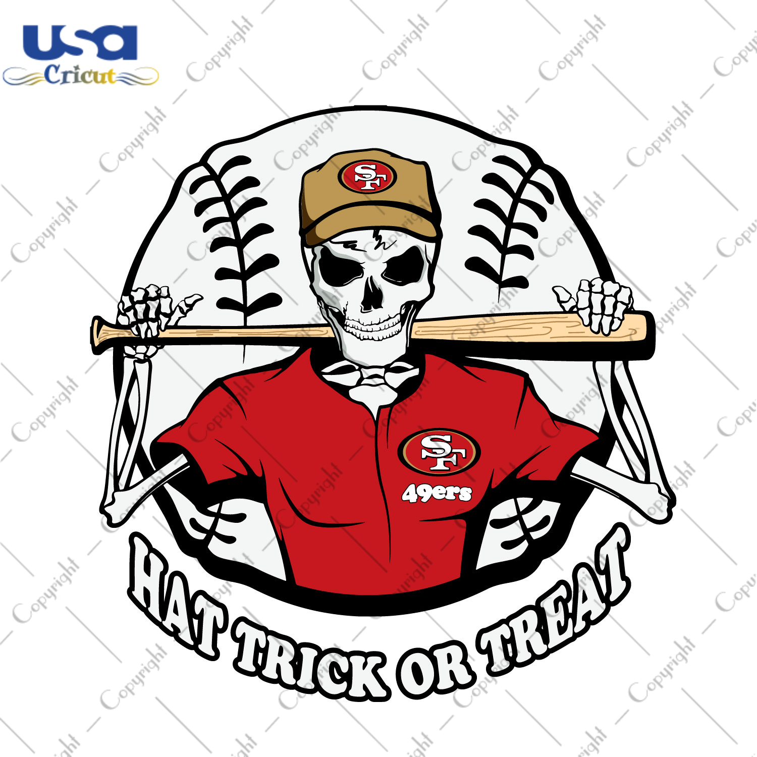 NFL 49ers Halloween Skull Gift Diy Crafts Svg Files For Cricut, Silhouette Sublimation Files - USA Cricut