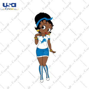 Messy Bun Black Girl Detroit Lions Fan Diy Crafts Svg Files For Cricut, Silhouette Sublimation Files - USA Cricut