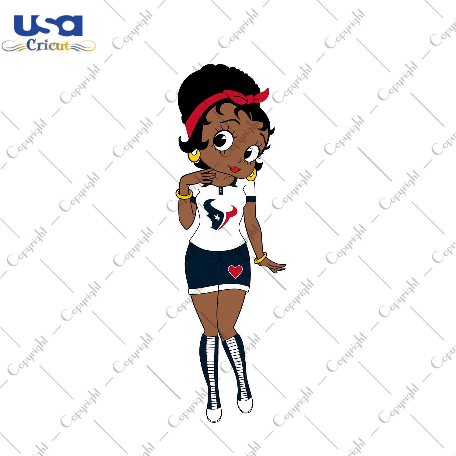 Messy Bun Black Girl Houston Texans Fan Diy Crafts Svg Files For Cricut, Silhouette Sublimation Files - USA Cricut