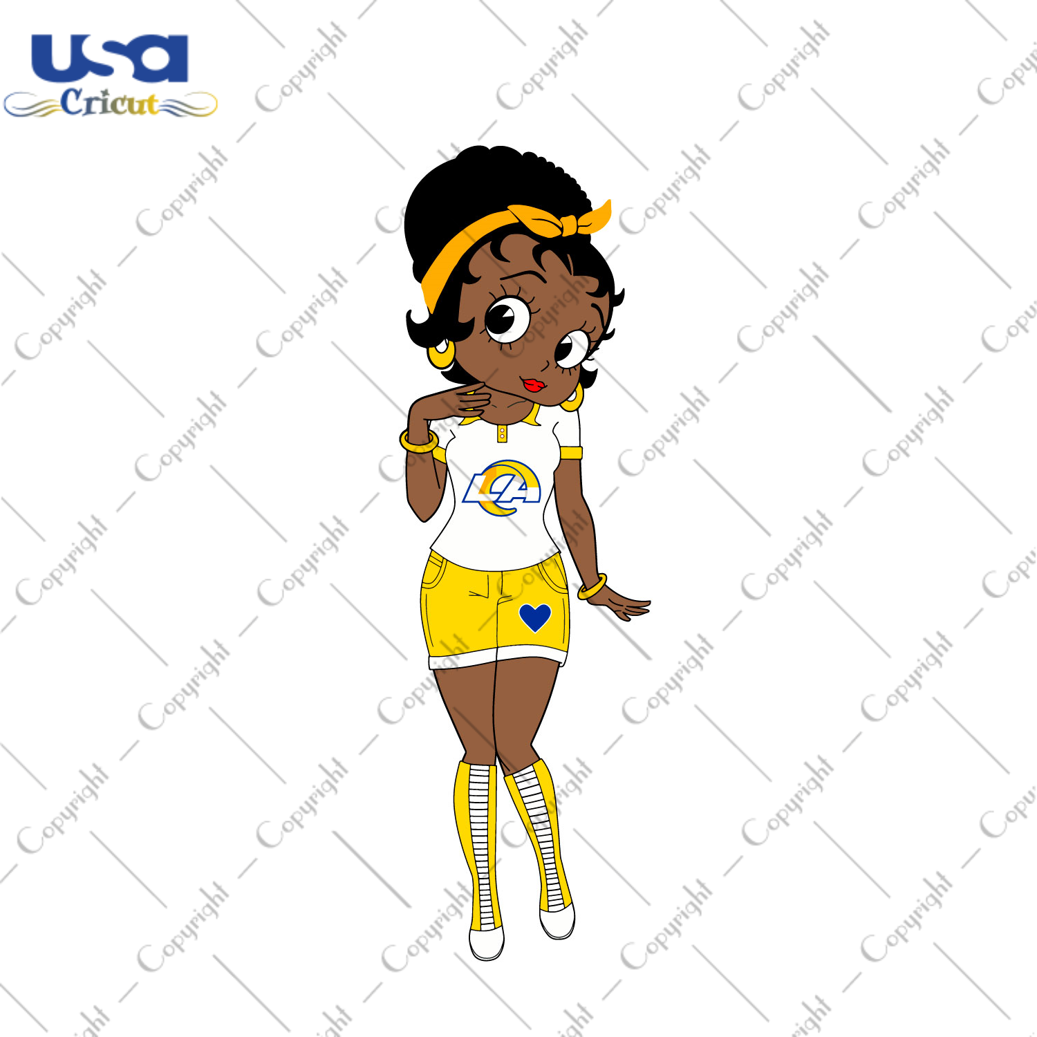 Messy Bun Black Girl Los Angeles Rams Fan Diy Crafts Svg Files For Cricut, Silhouette Sublimation Files - USA Cricut