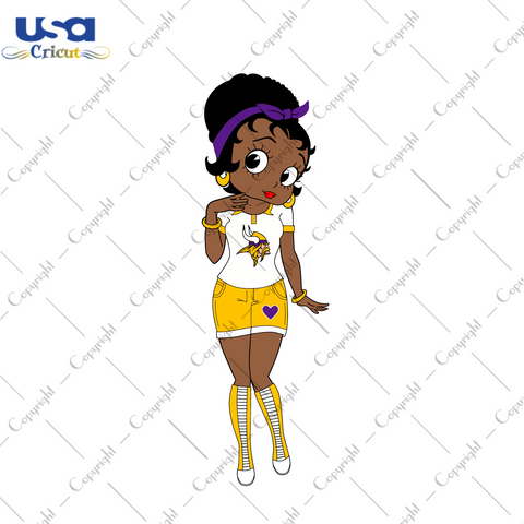 Messy Bun Black Girl Minnesota Vikings Fan Diy Crafts Svg Files For Cricut, Silhouette Sublimation Files - USA Cricut