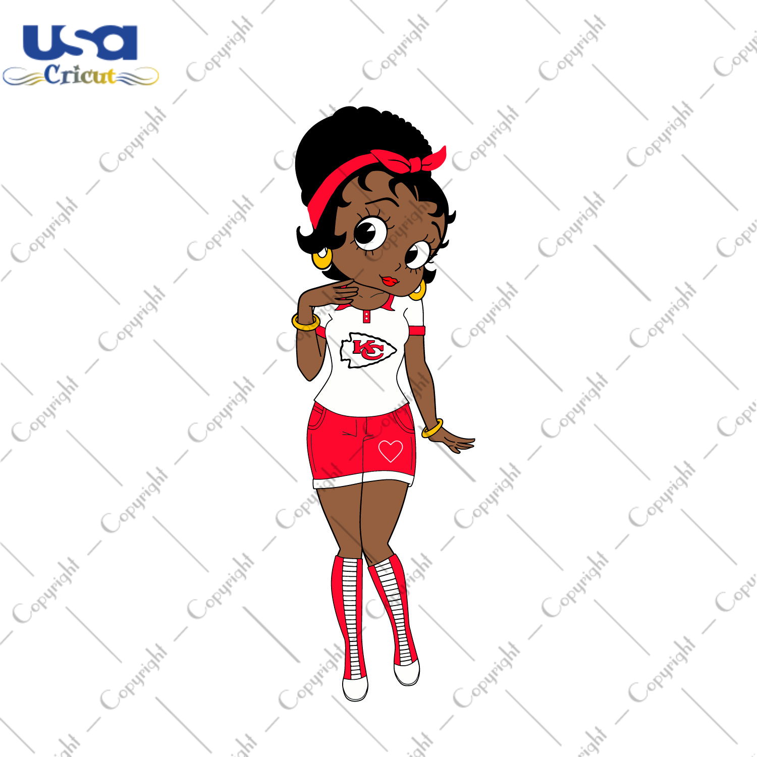 Messy Bun Black Girl Kansas City Chiefs Fan Diy Crafts Svg Files For Cricut, Silhouette Sublimation Files - USA Cricut