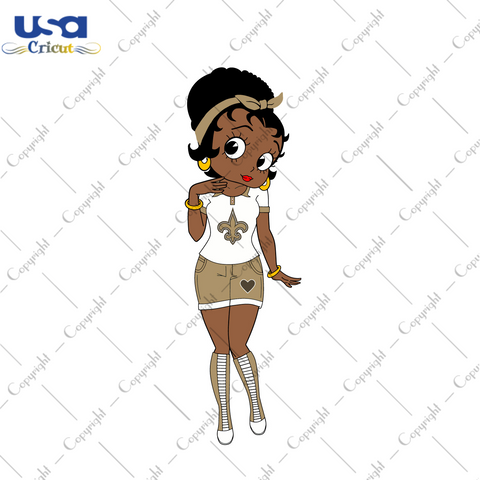 Messy Bun Black Girl New Orleans Saints Fan Diy Crafts Svg Files For Cricut, Silhouette Sublimation Files - USA Cricut