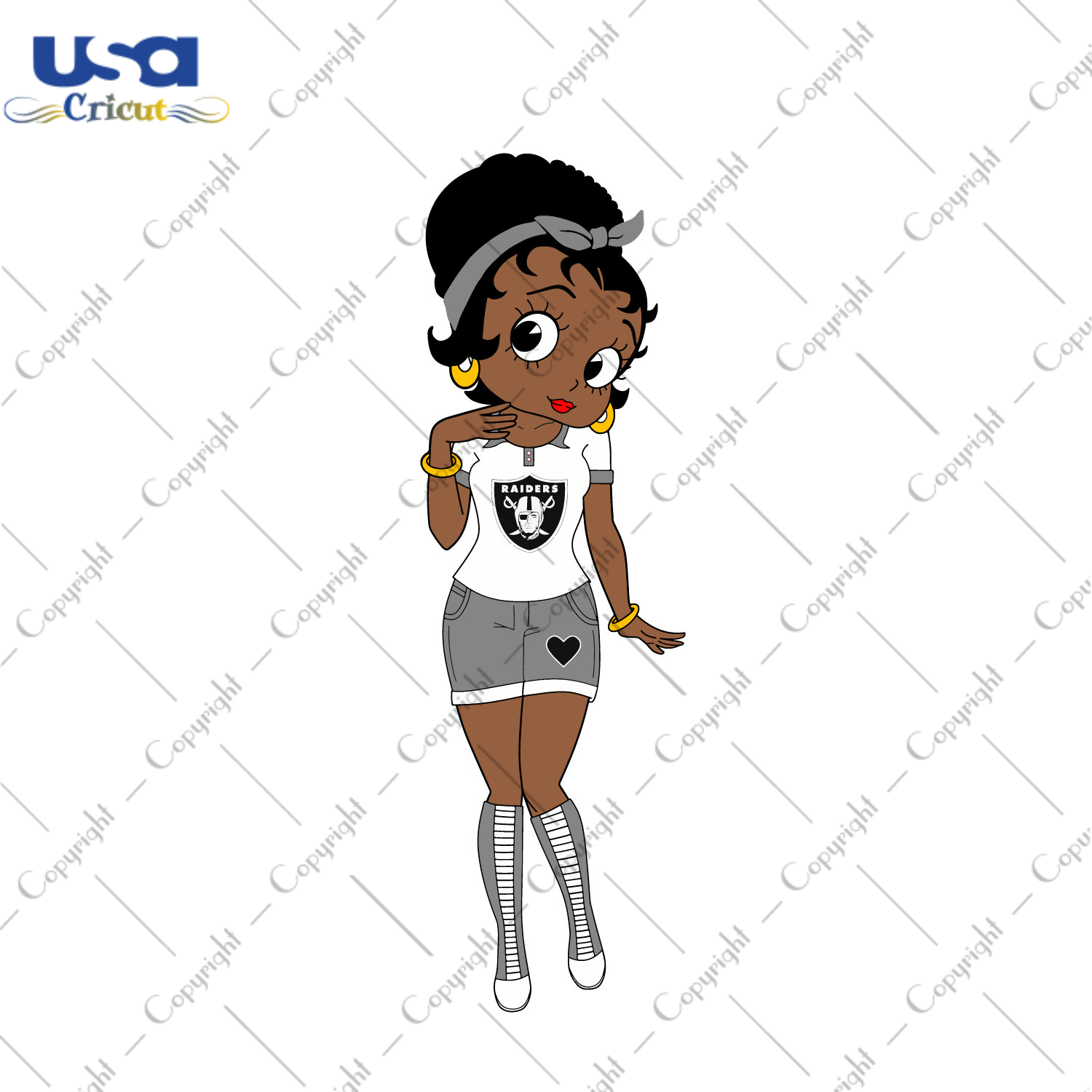 Messy Bun Black Girl Las Vegas Raiders Fan Diy Crafts Svg Files For Cricut, Silhouette Sublimation Files - USA Cricut