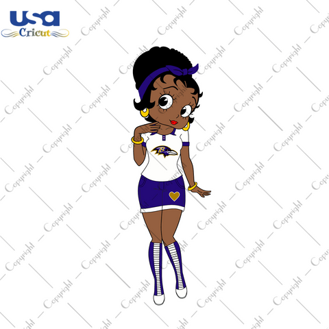 Messy Bun Black Girl Baltimore Ravens Fan Diy Crafts Svg Files For Cricut, Silhouette Sublimation Files - USA Cricut