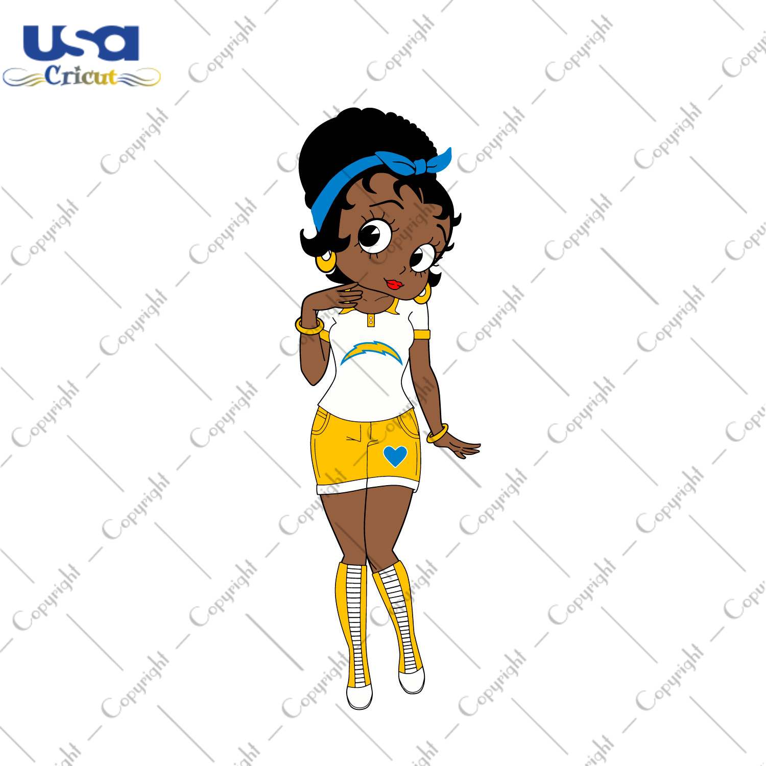 Messy Bun Black Girl San Diego Chargers Fan Diy Crafts Svg Files For Cricut, Silhouette Sublimation Files - USA Cricut