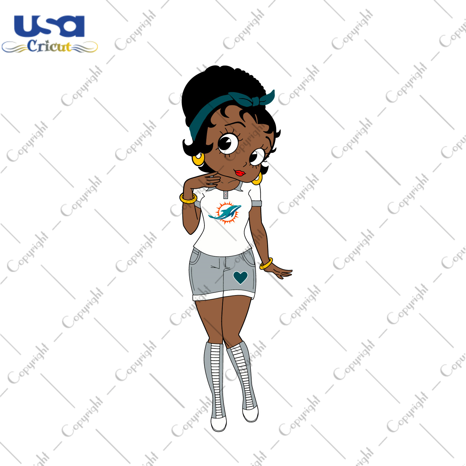 Messy Bun Black Girl Miami Dolphins Fan Diy Crafts Svg Files For Cricut, Silhouette Sublimation Files - USA Cricut