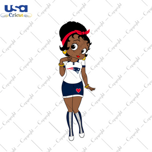 Messy Bun Black Girl New Endland Patriots Fan Diy Crafts Svg Files For Cricut, Silhouette Sublimation Files - USA Cricut